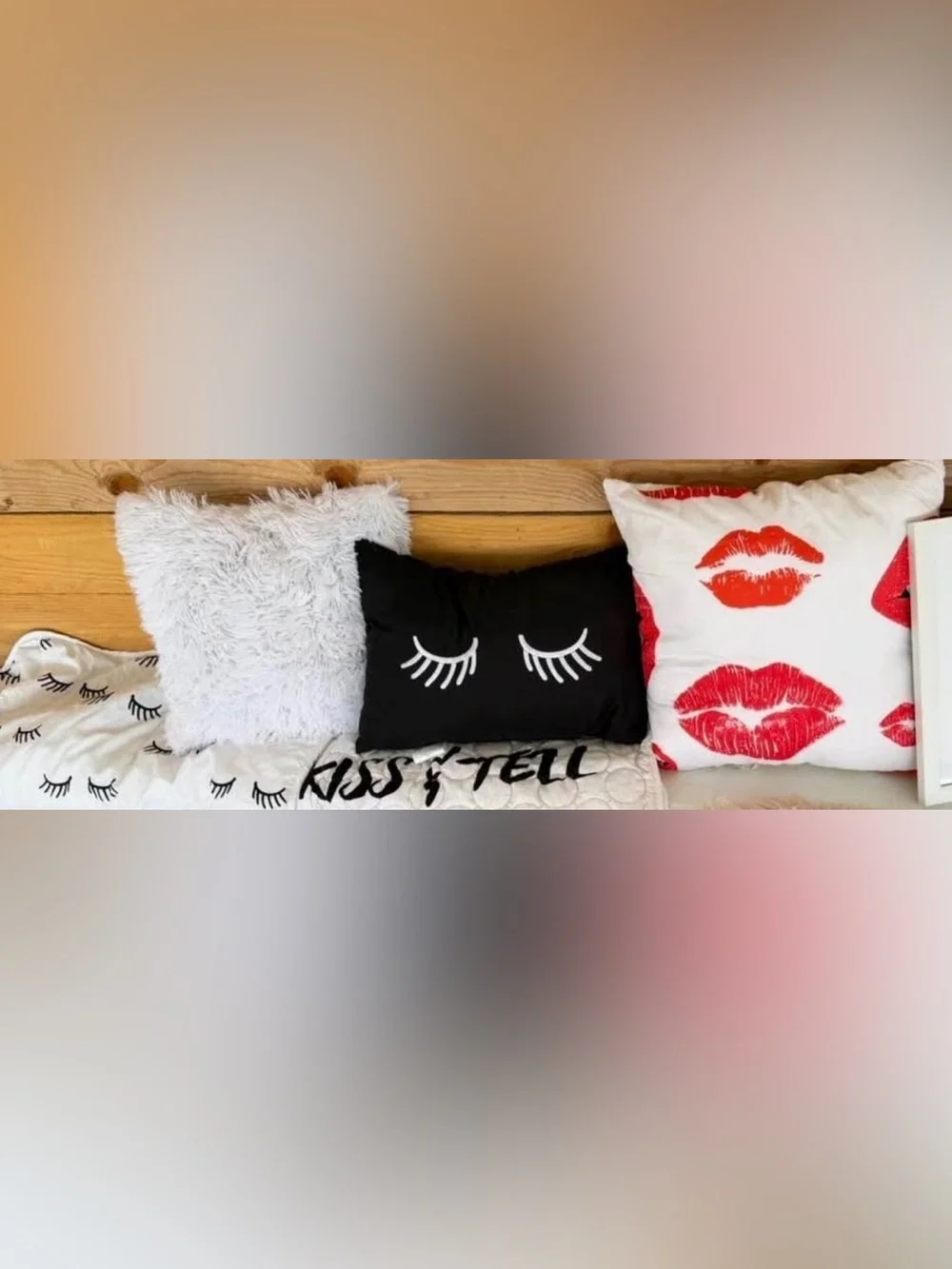 Rue21 Black Pillow with White Eyelash Embroidery